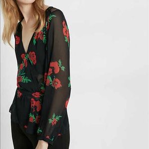 Express Floral Print Semi-Sheer Blouse